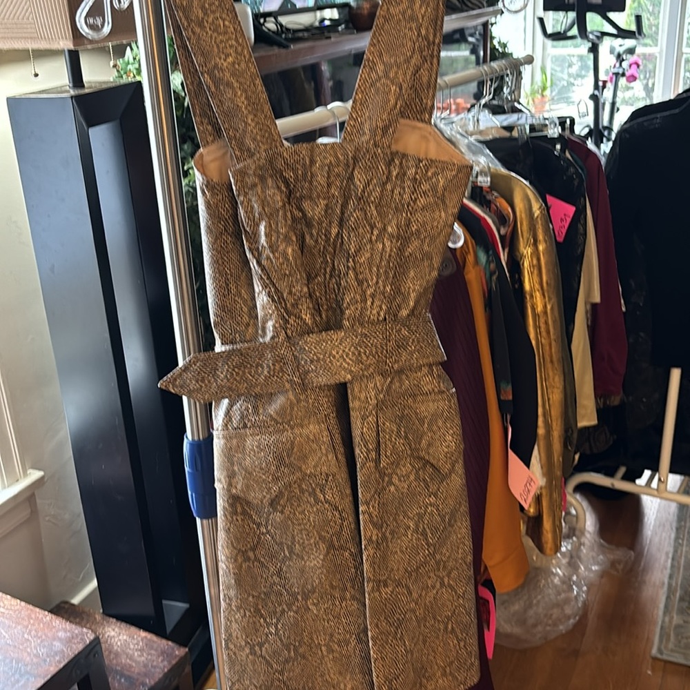 Nanushka Lorena Vegan Leather Belted Snake Effect Mini Dress. Size xs - Picture 8 of 10